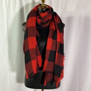🛍 6 for $35 • Old Navy Red & Black Buffalo Check Plaid Blanket Scarf